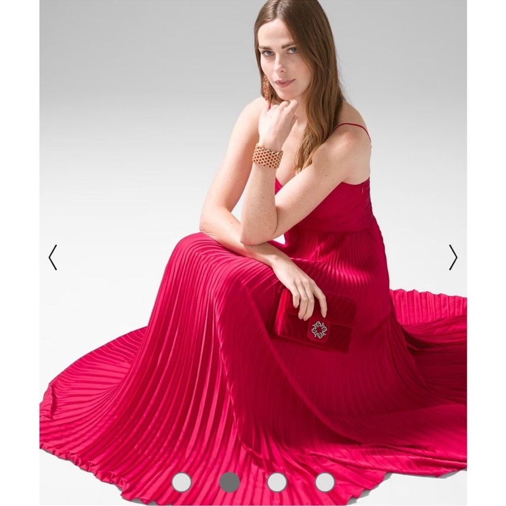 Satin Pleated Maxi Dress White House Black Market